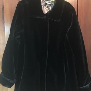 Dennis Basso Black Faux Fur Coat